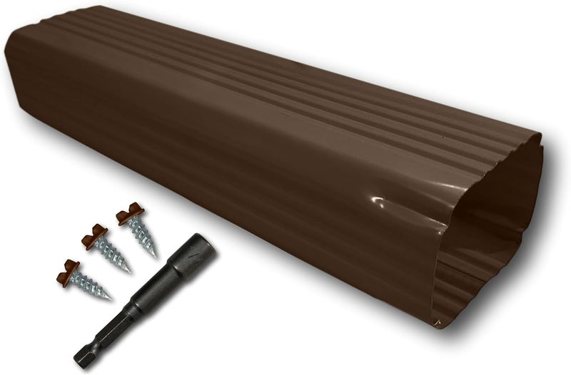 EAGLE 1 Aluminum Downspout Extension (Multiple Sizes and Colors) Includes Matching Screws and Hex Driver (3x4-15" / Brown) - Image 1